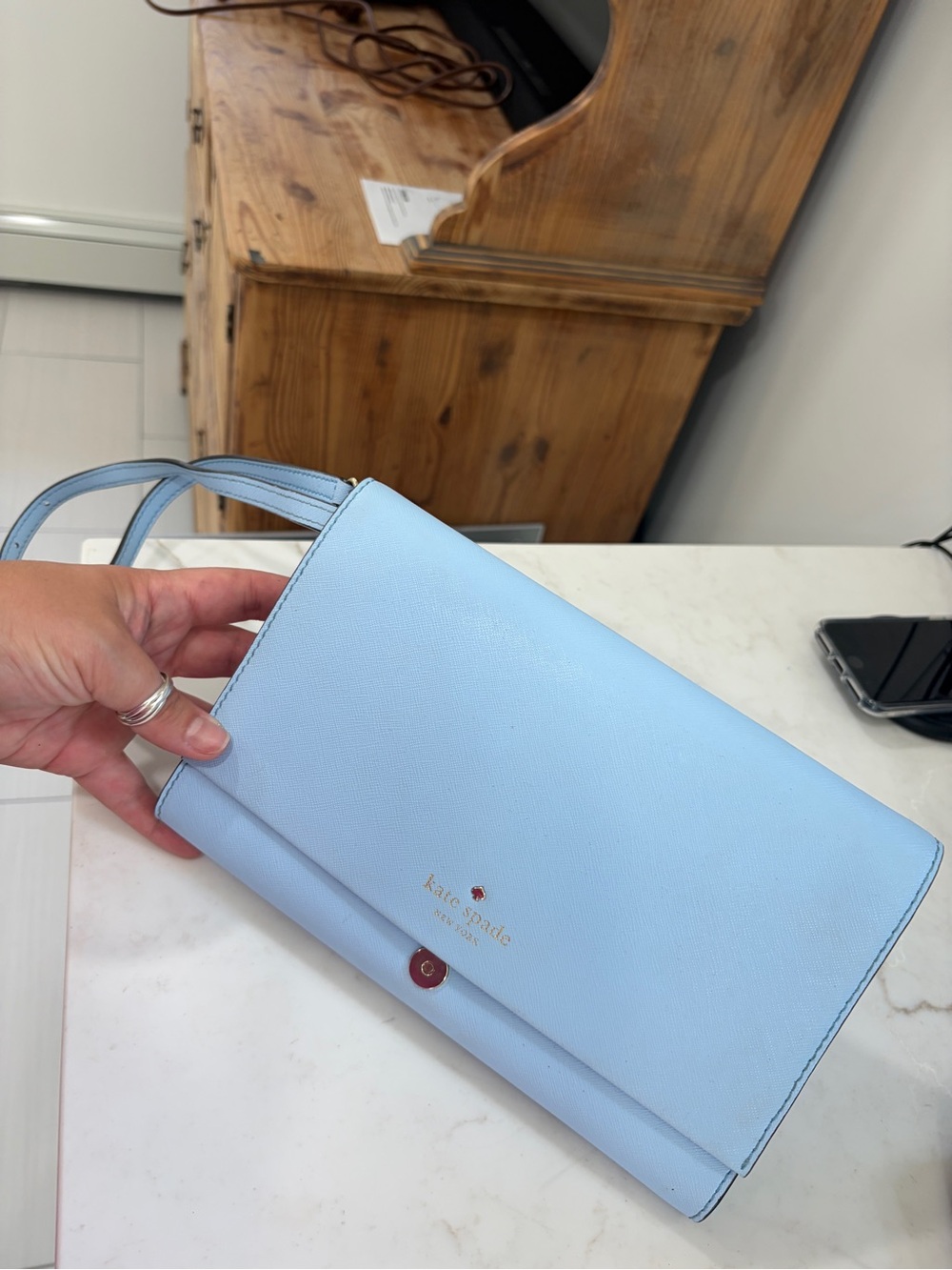kate spade Baby Blue Saffiano Shoulder Bag